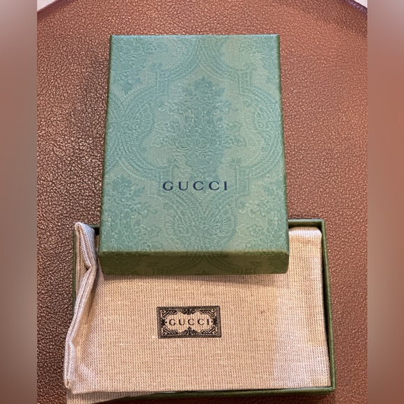 New Authentic Gucci Marmont Brown Matellase Chevron Leather Cardholder - Picture 10 of 11